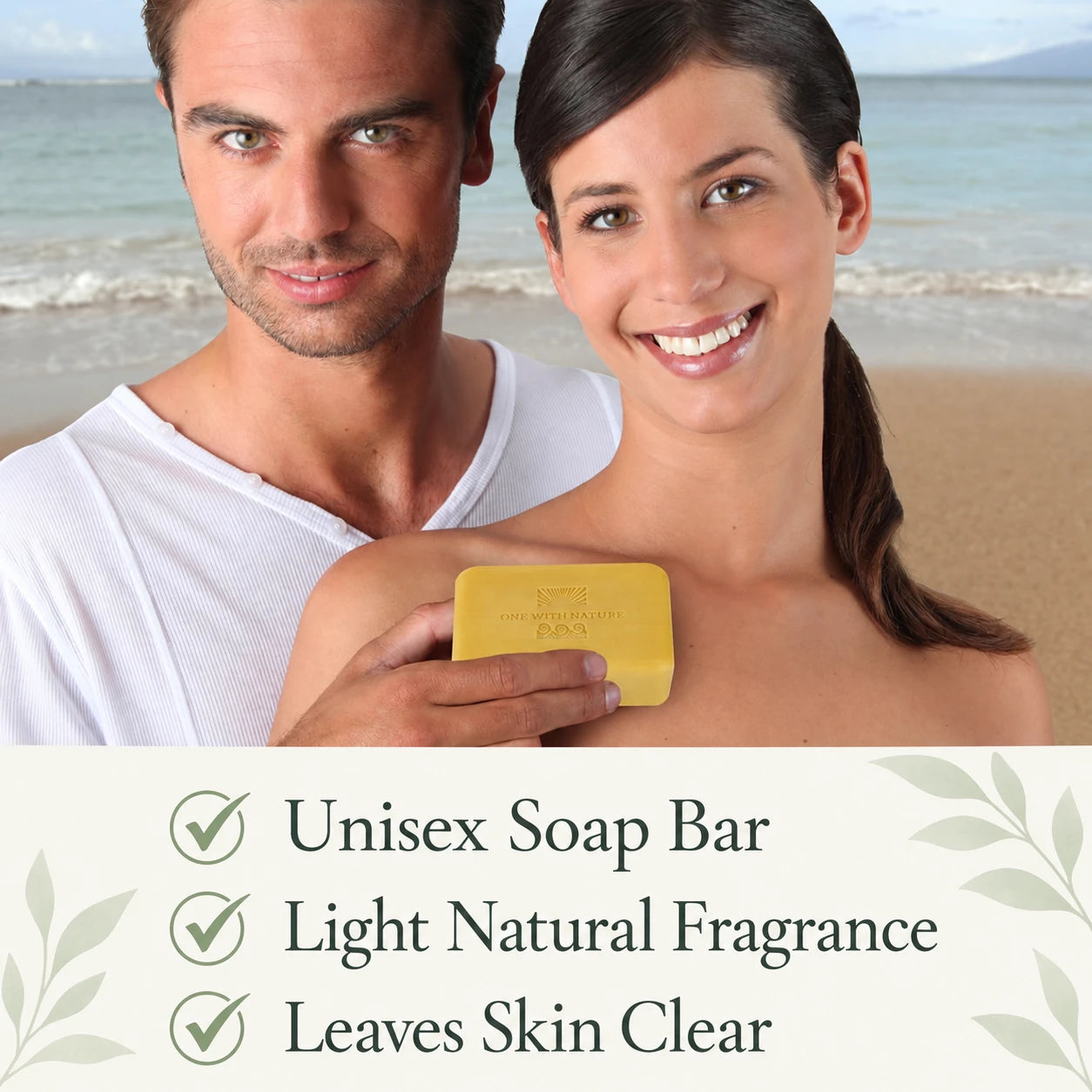 Unisex Soap Bar. Light Natural Fragrance. Leaves Skin Clear.
