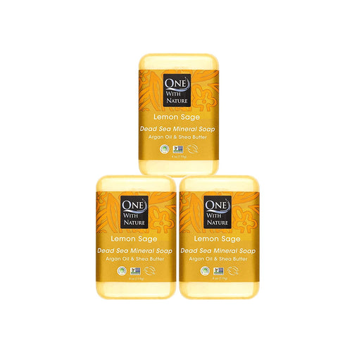 Lemon Sage Dead Sea Salt Exfoliating Soap Bar, 4 Oz 3 Pack